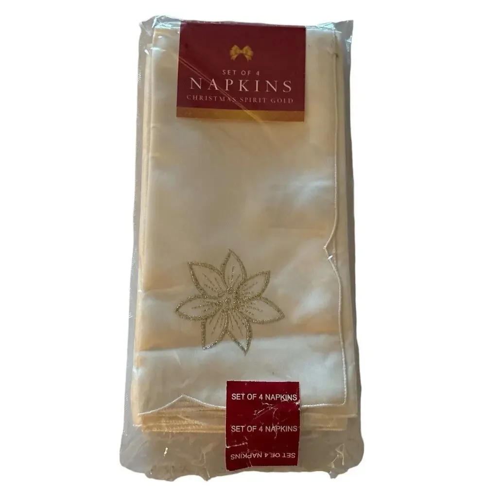 Cloth Napkins Christmas Spirit Gold Set Of 4 Bed Bath & Beyond NEW SEALED